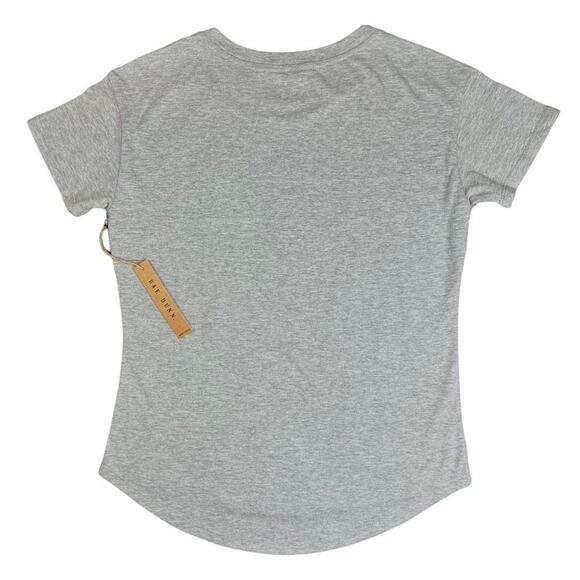 NWT Rae Dunn "Red Wine & Blue" Heather Gray Graphic Crewneck Short Sleeve Tee XS - Picture 2 of 4